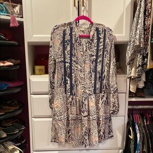 Navy and Pink Patterned Dress